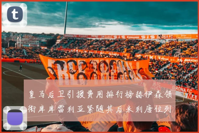皇马后卫引援费用排行榜赫伊森领衔库库雷利亚紧随其后米利唐位列第三
